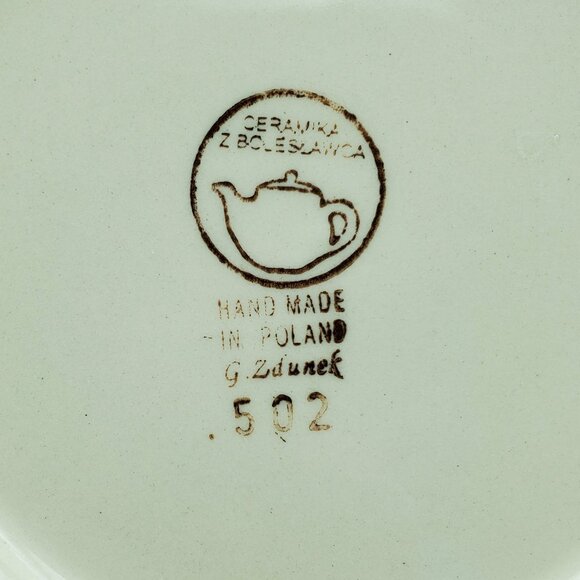 Polish Pottery Peacock Leaves Dessert Plate Peacock Salad Plate - Picture 3 of 6